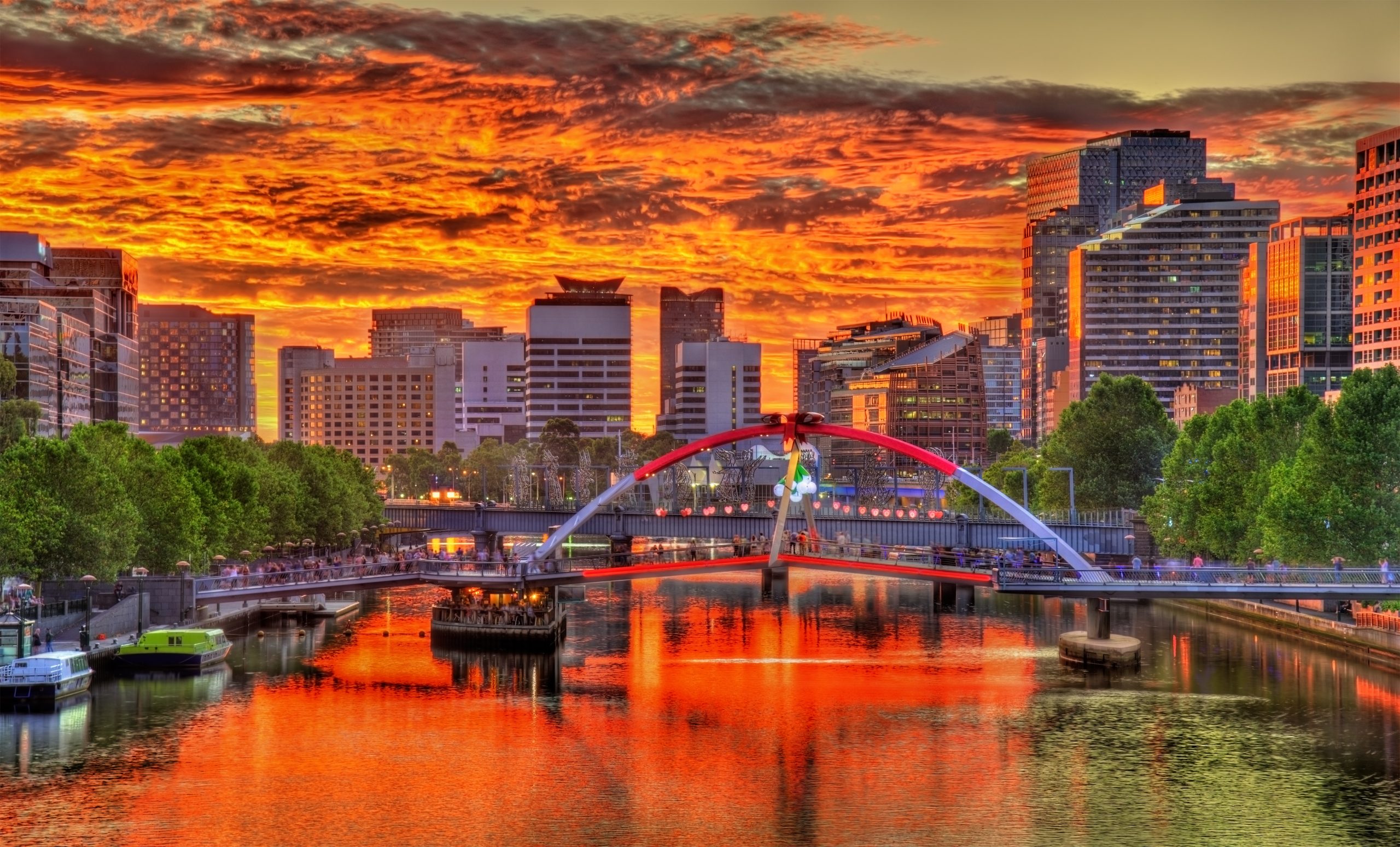 Sunset over the Yarra River in Melbourne